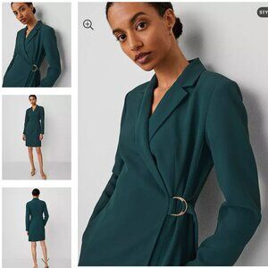 Notched Lapel Belted Sheath Dress